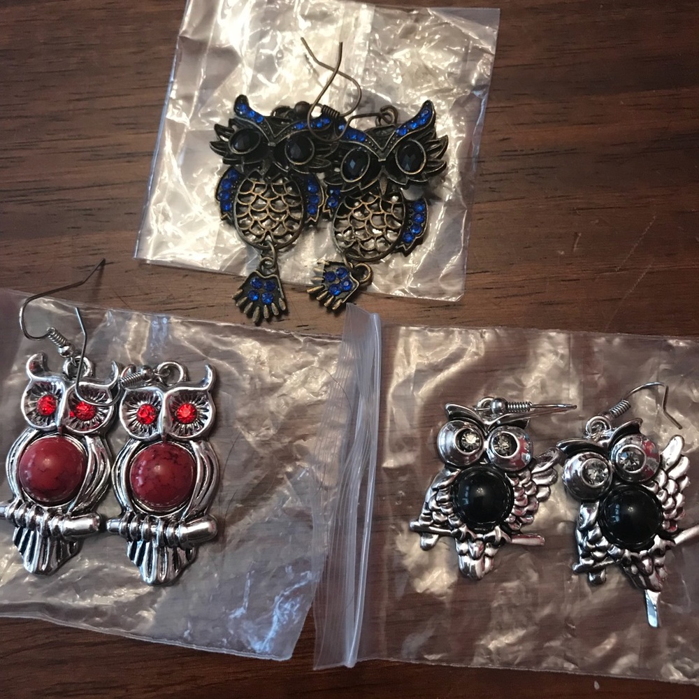 New Owl earrings with shepherds hook